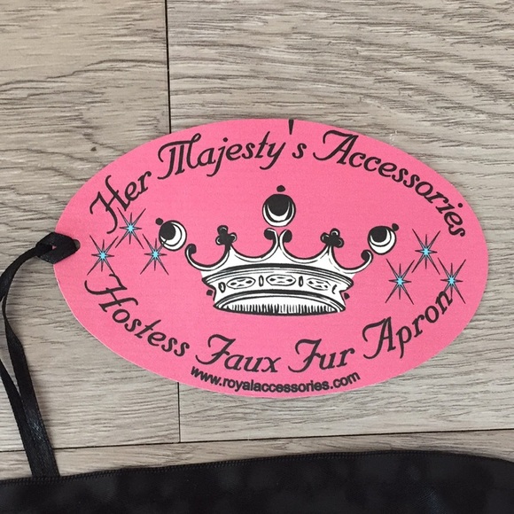 HOLIDAY APRON Faux Mink Fur Diamond rhinestone Buckle Diva Hostess Halloween - Picture 5 of 9